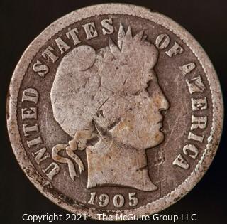 Coins: Silver Barber Dime: 1905-S