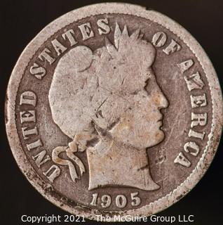 Coins: Silver Barber Dime: 1905-S