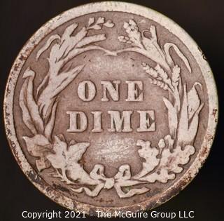 Coins: Silver Barber Dime: 1907-P