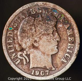 Coins: Silver Barber Dime: 1907-P