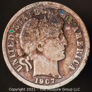 Coins: Silver Barber Dime: 1907-P