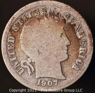 Coins: Silver Barber Dime: 1907-D