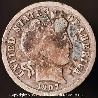 Coins: Silver Barber Dime: 1907-O