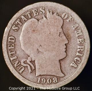 Coins: Silver Barber Dime: 1908-O