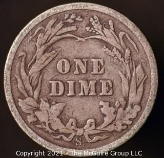 Coins: Silver Barber Dime: 1908-S