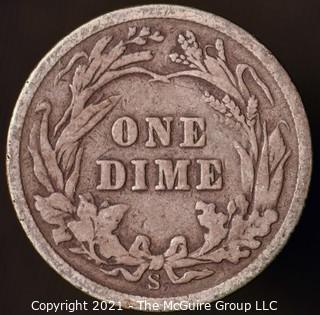 Coins: Silver Barber Dime: 1908-S