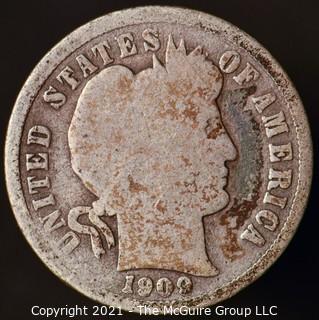 Coins: Silver Barber Dime: 1909-P