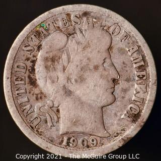 Coins: Silver Barber Dime: 1909-D