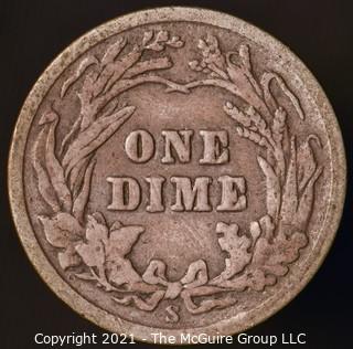 Coins: Silver Barber Dime: 1909-S