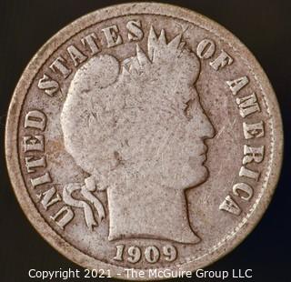 Coins: Silver Barber Dime: 1909-S