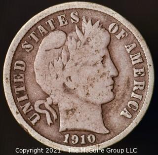 Coins: Silver Barber Dime: 1910-P