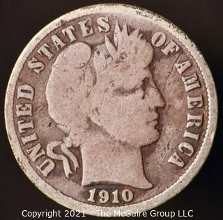 Coins: Silver Barber Dime: 1910-D