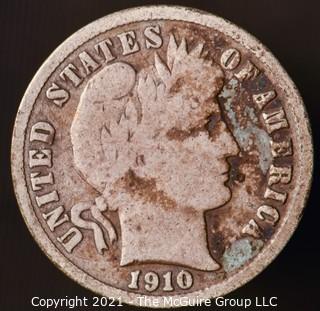 Coins: Silver Barber Dime: 1910-S