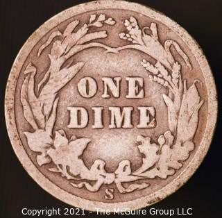 Coins: Silver Barber Dime: 1910-S