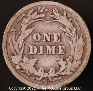 Coins: Silver Barber Dime: 1910-S