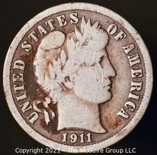 Coins: Silver Barber Dime: 1911-P