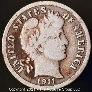 Coins: Silver Barber Dime: 1911-P