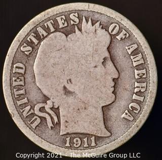 Coins: Silver Barber Dime: 1911-D