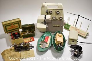 Bernette Model 234 Sewing Machine Made for Bernina; And Assortment of Singer Attachments For Singer Machines