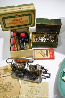 Bernette Model 234 Sewing Machine Made for Bernina; And Assortment of Singer Attachments For Singer Machines