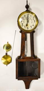 Vintage Union Petroleum Company Banjo Style Wall Clock by E. Ingraham & Co., Bristol, Conn.  Movement not original  Measures 36" tall.