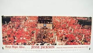 Jesse Jackson 1988 Democratic National Convention Atlanta Georgia Poster "Keep Hope Alive".  Measures 36" 15".