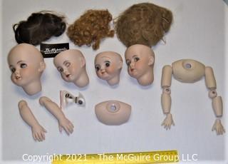 Collectible: Ceramic Doll Making Supplies - Heads, Hair and Torso Parts