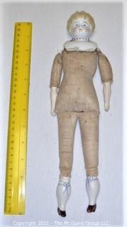 Collectible: Doll: Antique: Ceramic Head Forearms and Feet on Cloth Body (sawdust)