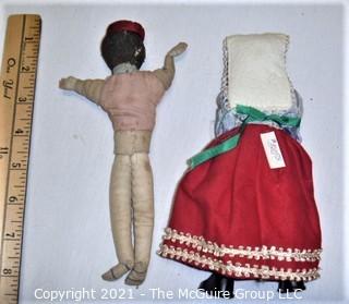 Collectible: Dolls: Two Ethnic Dolls: Man in Fez and Italian Maid (leg detached)