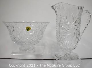 Two (2) Pieces of Clear Crystal, Bowl has Waterford Sticker 