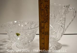 Two (2) Pieces of Clear Crystal, Bowl has Waterford Sticker 