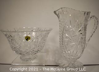 Two (2) Pieces of Clear Crystal, Bowl has Waterford Sticker 