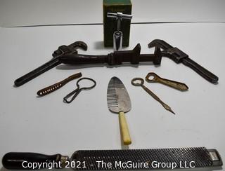 Tool Collection including Monkey Wrenches; Bar Items; Rasp; etc.