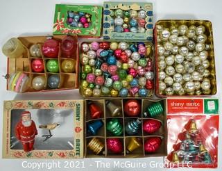 Group of Vintage Glass Tree Christmas Ornaments in Boxes, "Shiny Brite". 