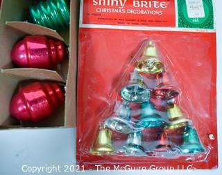 Group of Vintage Glass Tree Christmas Ornaments in Boxes, "Shiny Brite". 