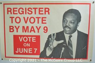 1988 Jesse Jackson "Register To Vote" Political Campaign Poster. Measures 17" x 22".