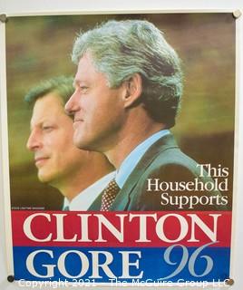 Clinton-Gore Presidentail Political Campaign Poster 1996 11" x 9.5"