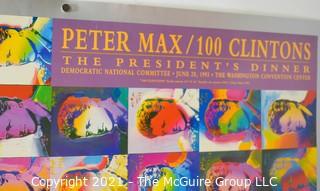 Peter Max, 100 Clinton's (Bill Clinton), Poster, The President's Dinner, Democratic National Convention (DNC) June 28, 1993. Measures 27" x 36".