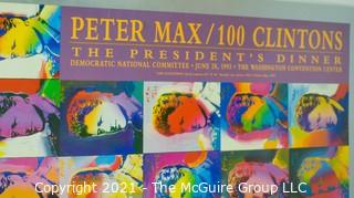 Peter Max, 100 Clinton's (Bill Clinton), Poster, The President's Dinner, Democratic National Convention (DNC) June 28, 1993. Measures 27" x 36".