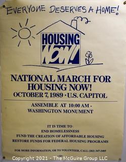 1989 March For Housing Political Poster.  Measures 17" x 22"