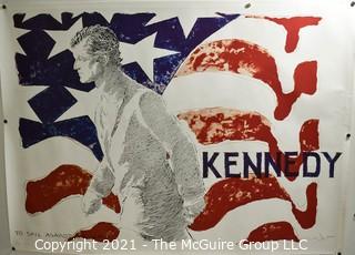 Vintage Political Campaign Poster by Jamie Wyeth, Ted "Kennedy/To Sail Against The Wind" 1980 Poster For President; Measures 23"x 31"