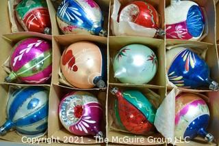 Five (5) Boxes of Vintage Glass Tree Christmas Ornaments.