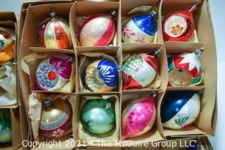 Five (5) Boxes of Vintage Glass Tree Christmas Ornaments.