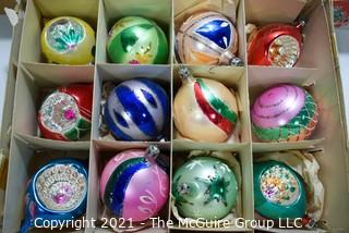 Five (5) Boxes of Vintage Glass Tree Christmas Ornaments.