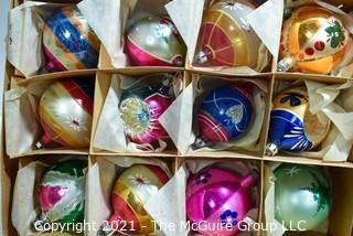 Five (5) Boxes of Vintage Glass Tree Christmas Ornaments.