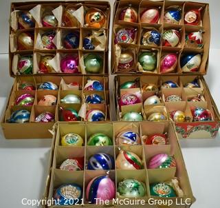 Five (5) Boxes of Vintage Glass Tree Christmas Ornaments.