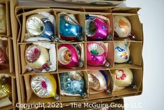 Seven (7) Boxes of Vintage Glass Tree Christmas Ornaments. 