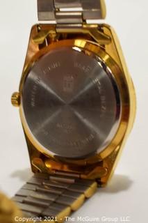 Men's Jules Jurgensen Presidential Day & Date Quartz Watch in Gold Tone Case and Band.