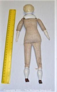 Antique Doll: Ceramic Head Forearms and Feet on Cloth Body (sawdust)