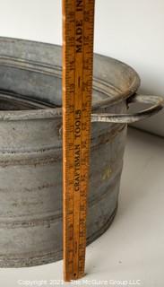 Large Primitive Rustic Oval Galvanized Tub or Basin with Drain at Base and Anchor Makers Mark.  